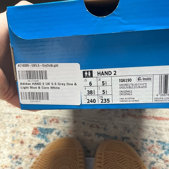 NWT Adidas Grey & Light Blue Hand II Samba - sz 7 - Picture 6 of 6